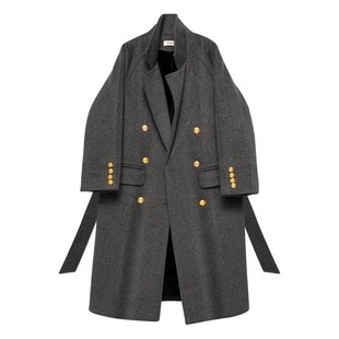 黑色毛呢外套女秋冬季加绒保暖高级感中长款小个子呢大风衣外套