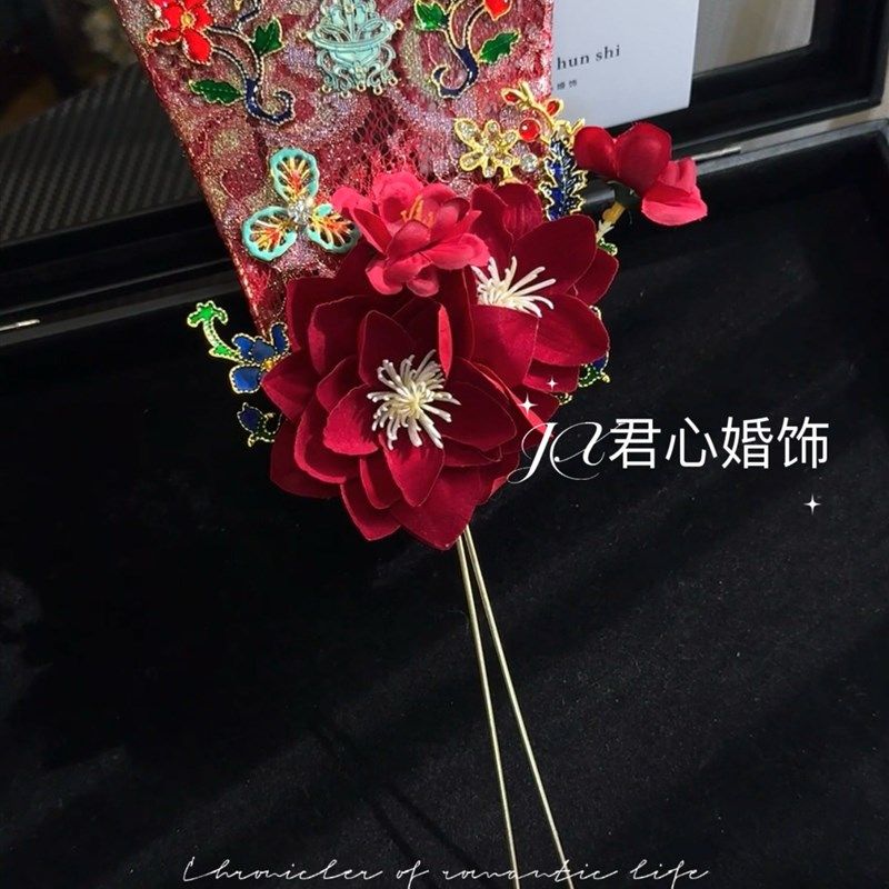 君心家 新娘囍扇蕾丝扇面花艺红色中式古风小团扇,家居饰品,工艺扇/团扇/喜扇/折扇,淘宝优惠券,粉丝福利购,淘宝优惠卷