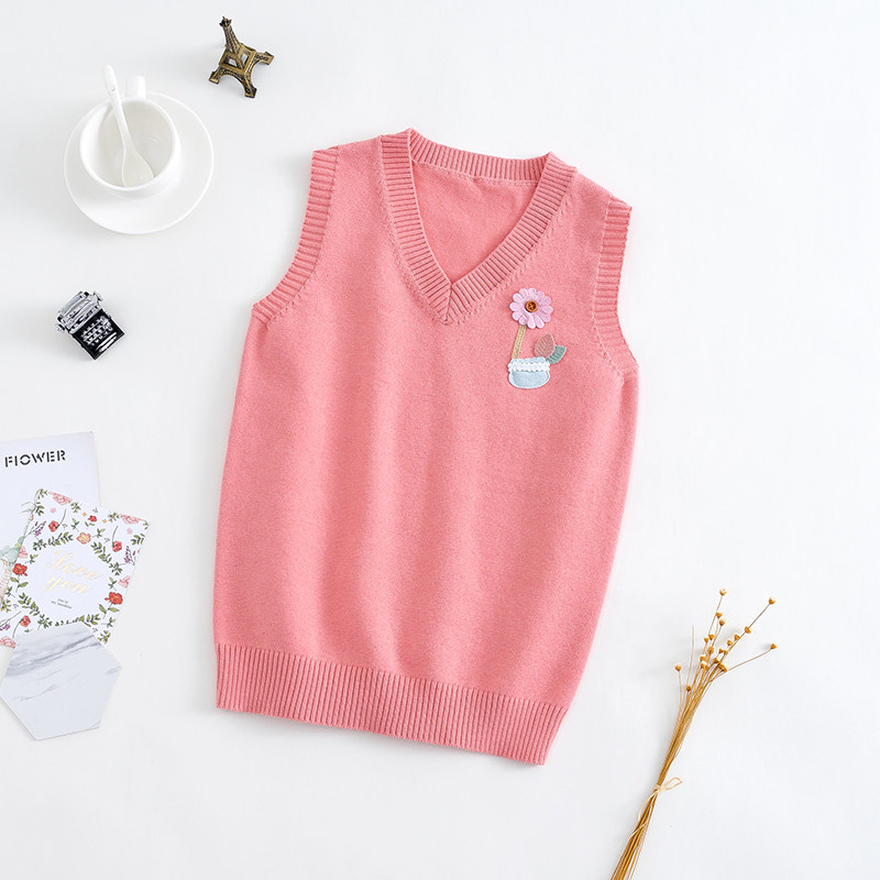 女童背心毛衣秋冬2021新款英伦中大童装春秋马甲儿童打底针织衫女
