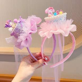 儿童2025新款 氛围感生日蛋糕皇冠帽子发箍女童节日配饰小女孩发夹