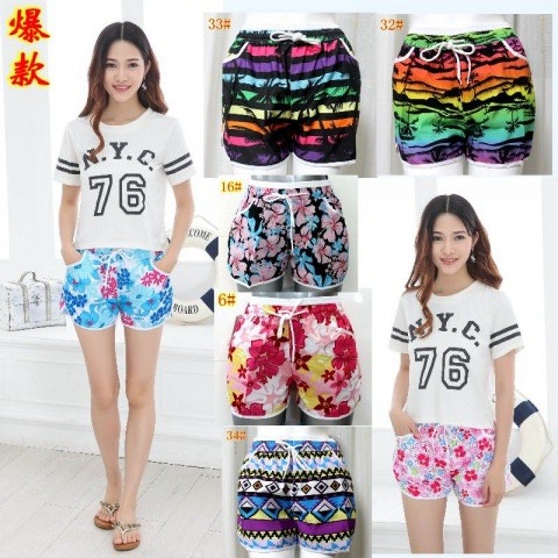 夏季新款流行女式系带抽绳加大码时尚短裤百搭松紧女士沙滩短裤,女装/女士精品,休闲裤,淘宝优惠券,粉丝福利购,淘宝优惠卷