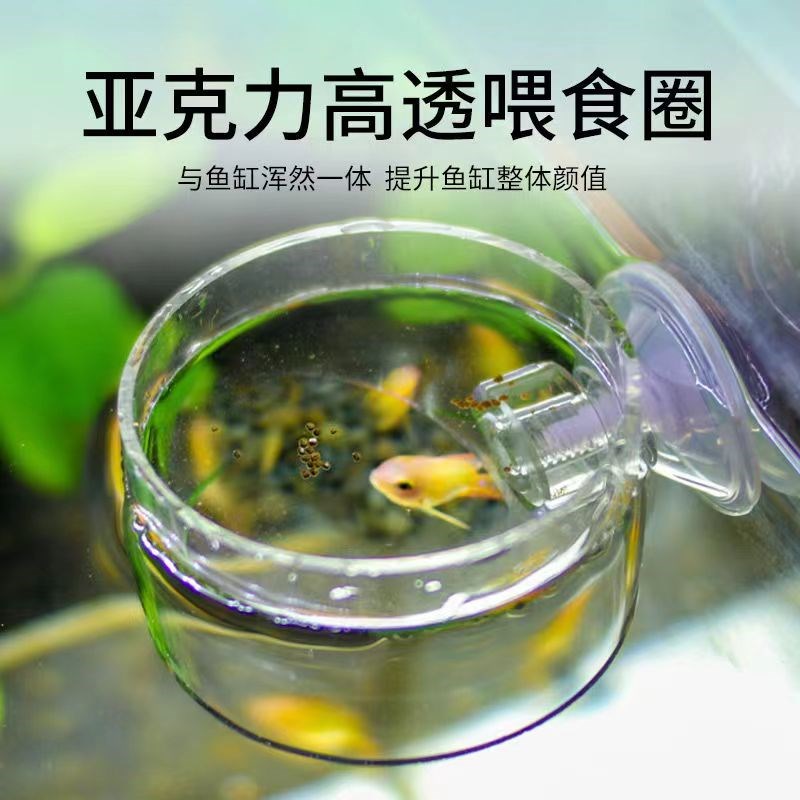 亚克力喂食圈投食鱼食鱼缸大型大号悬浮力漂浮神器金鱼乌龟防飘散