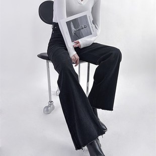 浅布调高个子175超长版直筒修身显瘦高腰黑色牛仔裤拖地加长裤女