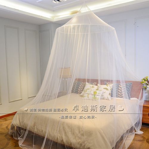 超大号圆顶家用蚊帐高端卧室简易双开门免打孔安装易拆洗吊挂床幔