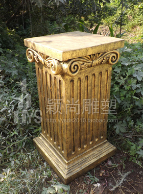 欧式玻璃钢庭院餐厅路引简约条纹罗马柱雕塑招财落地摆件装饰柱