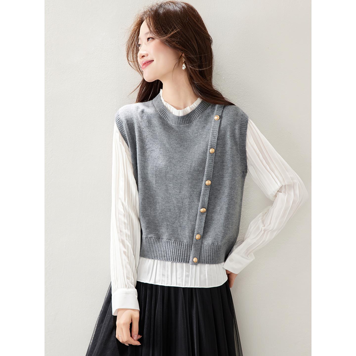 衬衫女高级感轻奢减龄洋气短内搭2025秋冬新款爆款蕾丝拼接打底衫