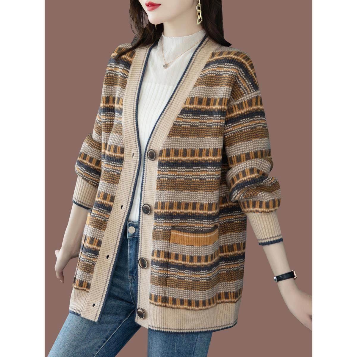 女士毛衣羊毛针织开衫2025早秋新款上衣披肩外套春秋洋气潮