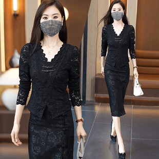 2025春季新款轻奢高级感小众修身花边V领洋气质长袖蕾丝上衣女士