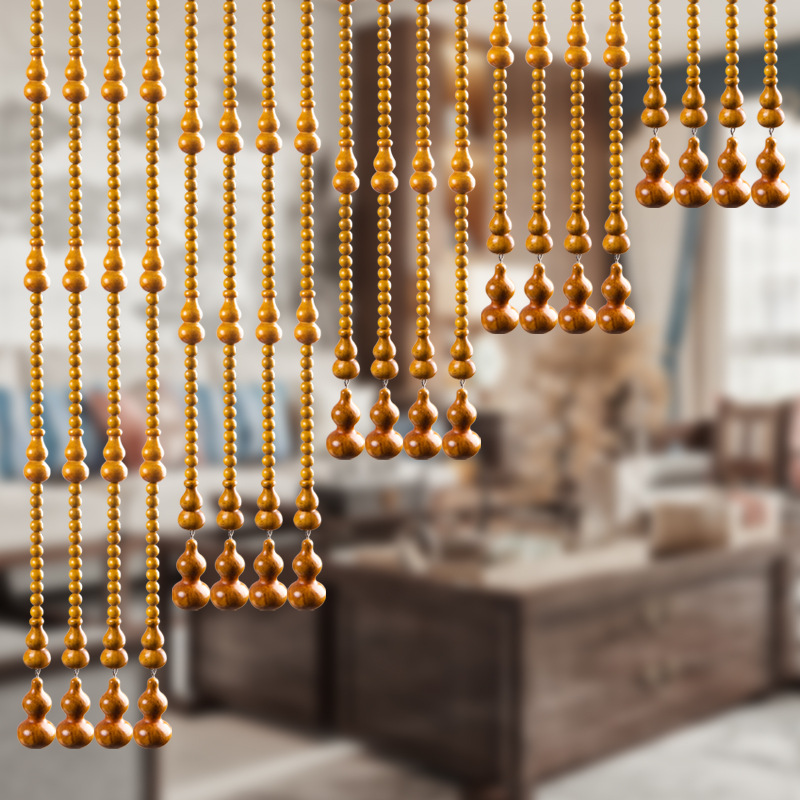 桃木葫芦珠帘门帘隔断玄关卫生间客厅家用免打孔帘子