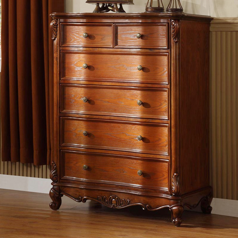 美式实木五斗柜客厅大容量收纳柜卧室床边六斗柜欧式五斗橱储物柜