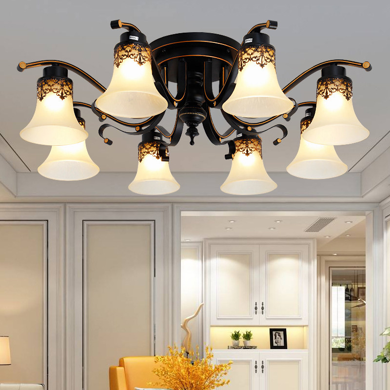 美式乡村田园吸顶灯具客厅吊灯简约套餐卧室北欧式复古铁艺餐厅饰