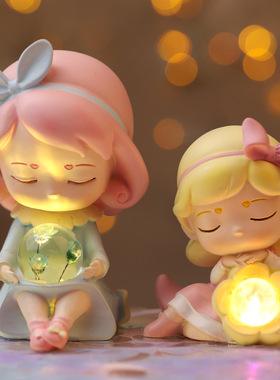 梦幻少女心小夜灯床头柜桌面装饰创意水晶球摆件女孩礼品生日礼物