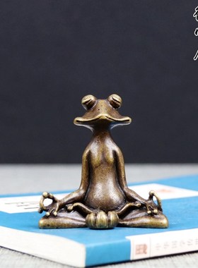 铜器摆件座禅铜青蛙摆件实心纯铜青蛙茶宠香托收藏复古铜器创意