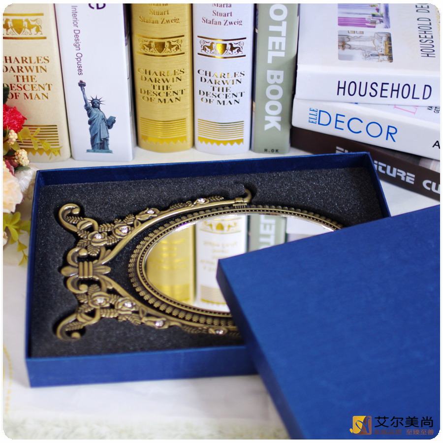 复古欧式镜子女化妆镜台式公主镜便携折叠小圆镜桌面梳妆镜台镜