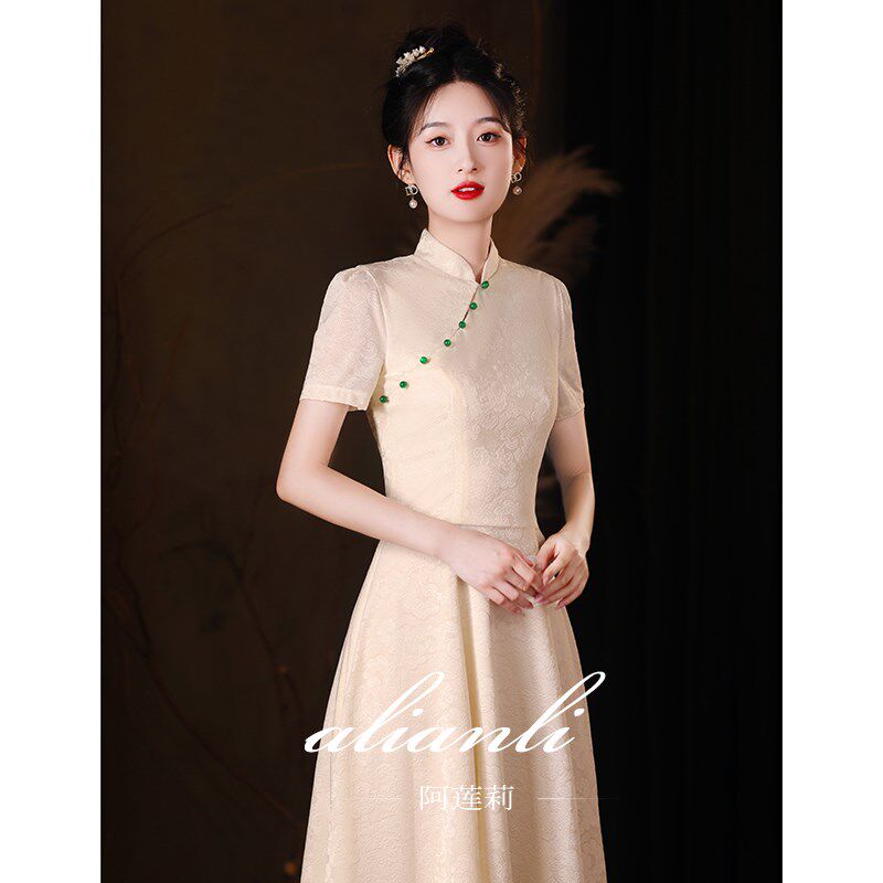 晚礼服高级感轻奢小众高端新中式订婚香槟色连衣裙18岁成人礼女孩