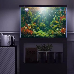 鱼缸背景贴纸贴画森林树木绿色水族箱造景装 饰3D立体正胶外贴定制