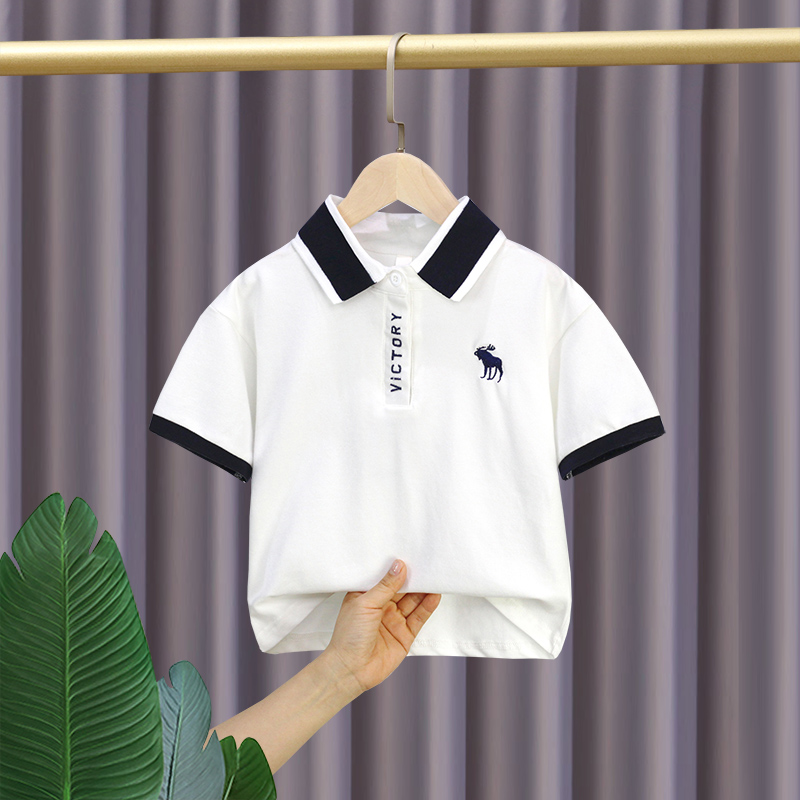 男童夏装儿童t恤宝宝短袖POLO衫翻领纯棉上衣男孩衣服2023新款潮