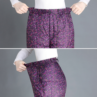 防寒冬季户外中老年人羽绒裤女款妈妈穿高腰加厚大码保暖棉裤宽松