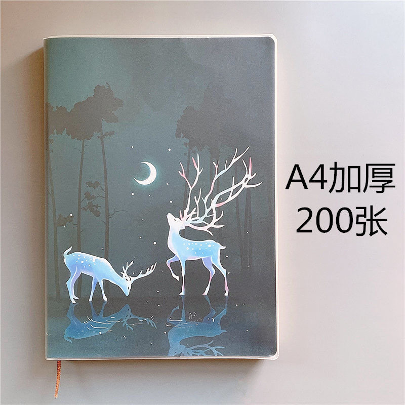 A4超厚大号笔记本子200张400页面胶套本子复古记事本学生小清新励