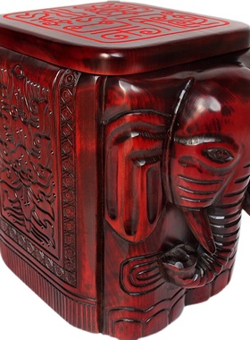 木雕大象收纳摆件一对招财镇宅实木玄关客厅凳子换鞋凳象凳装饰品