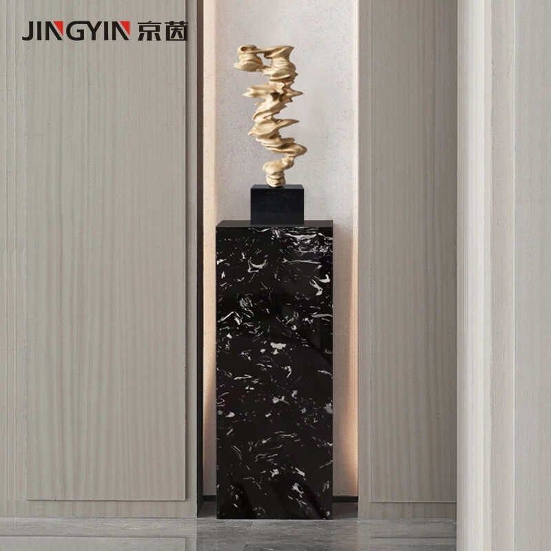 大理石底座雕塑展示台客厅民宿黑色摆件中古风石柱子装饰墩子落地,家居饰品,落地摆件,淘宝优惠券,粉丝福利购,淘宝优惠卷