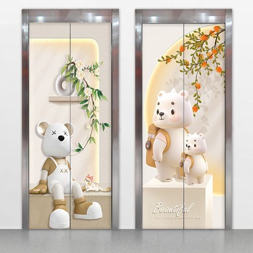 北欧奶油风电梯门贴纸装饰贴画 防火门衣柜入户水井门防水自粘贴