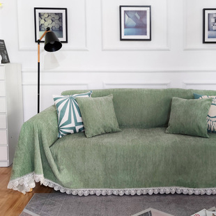 雪尼尔沙发垫四季通用防滑布料加厚面料沙发巾套罩靠背巾北欧全包