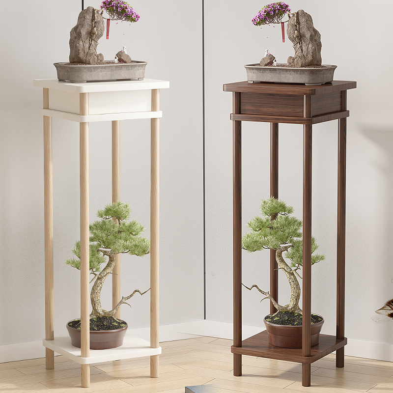 花架子室内客厅电视柜旁落地式绿萝高低置物架中式复古花盆架实木