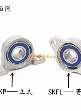 不锈钢微型小轴承立式带座SKP000 SP001 002 003 004 005 006