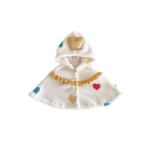 秋冬婴儿披风斗篷冬装外出女宝宝加绒爱心披肩婴幼儿挡风防风衣服