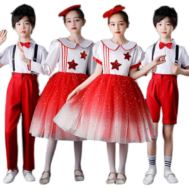 儿童合唱演出服男女童中小学生大合唱团诗歌朗诵礼服幼儿表演服装