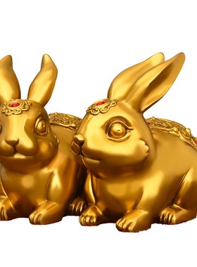 铜兔子摆件纯铜十二生肖兔属兔可爱卡通兔家居客厅桌面装饰品摆件