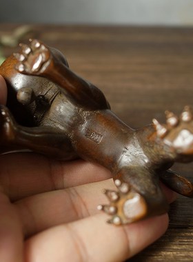 苏工实心铜生肖狗居室书桌博古架桌面摆件茶宠茶可养日式复古铜虫