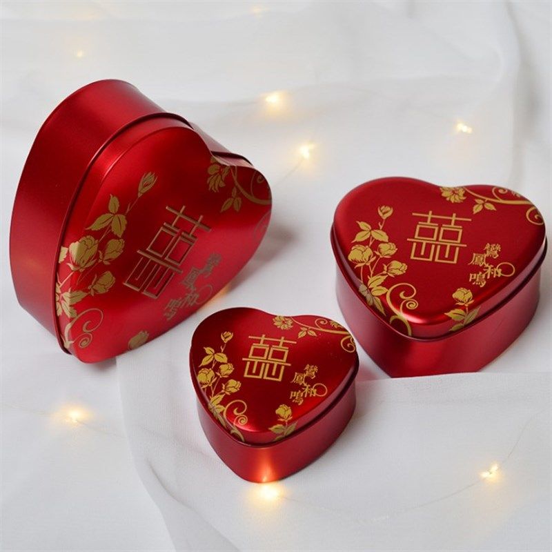 新款心形马口铁喜糖盒子创意礼品糖果盒个性喜糖包装婚庆中号礼盒