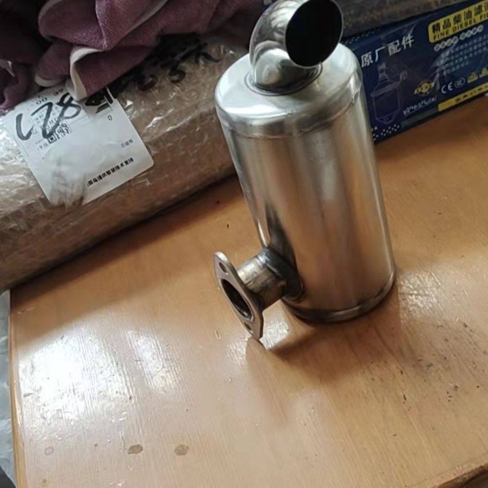 单缸柴油机170纯不锈钢消音器小型耕耘机小菸筒