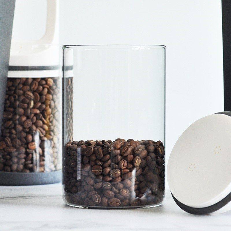 抽真空密封罐咖啡豆保存罐高硼硅玻璃单向排气咖啡粉便携养豆储存