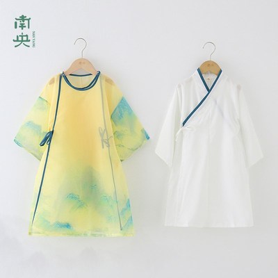 男孩宋制圆领袍汉服男童春秋季薄款儿童唐装广袖长袍国风书生古装