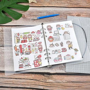 a6a5a4手帐离型纸本活页手账贴纸素材收纳册胶带图鉴本加厚双面六