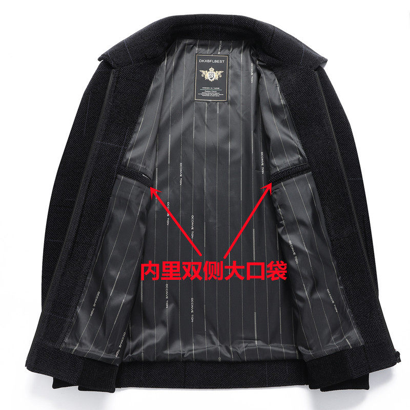 中老年男装春秋外套新款中年爸爸男士高档雪尼尔毛呢休闲翻领夹克