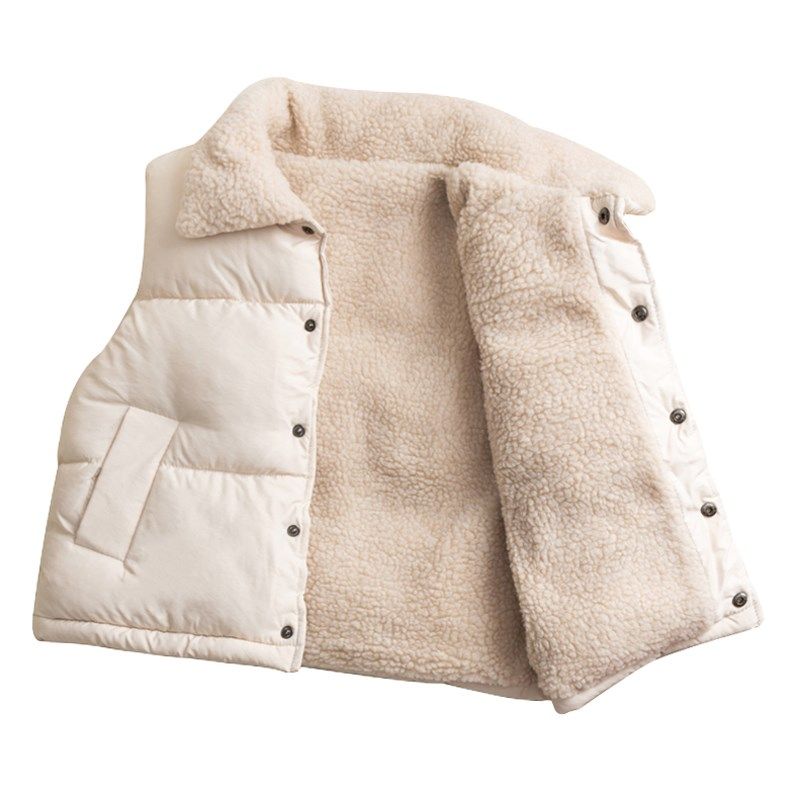 儿童马甲秋冬季加厚新款男童羊羔女童羽绒棉马夹婴儿宝宝外穿背心