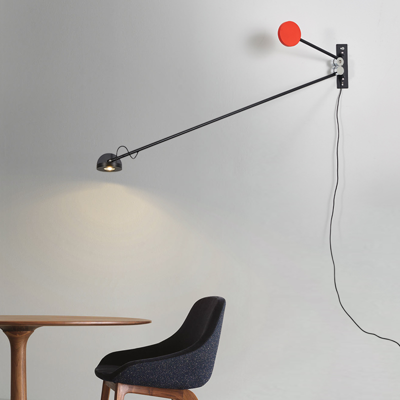 自在灯饰北欧极简工业风客厅餐厅书房带插头开关旋转摇臂长杆壁灯