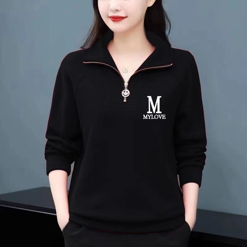 妈妈大码卫衣女宽松打底衫2025新款春秋外穿中老年洋气POLO上衣女