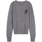 灰色毛衣女小个子长袖 绵羊毛开衫 上衣2024春装 落落狷介 新款 外穿