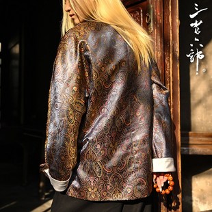 玄黄 唐装 25SS春季 中国风提花渐变折光男士 新款 三省六部户部