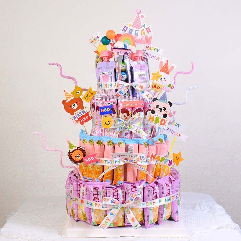 零食生日diy蛋糕泡沫胚模型装饰串串糖插件儿童生日创意装扮插牌