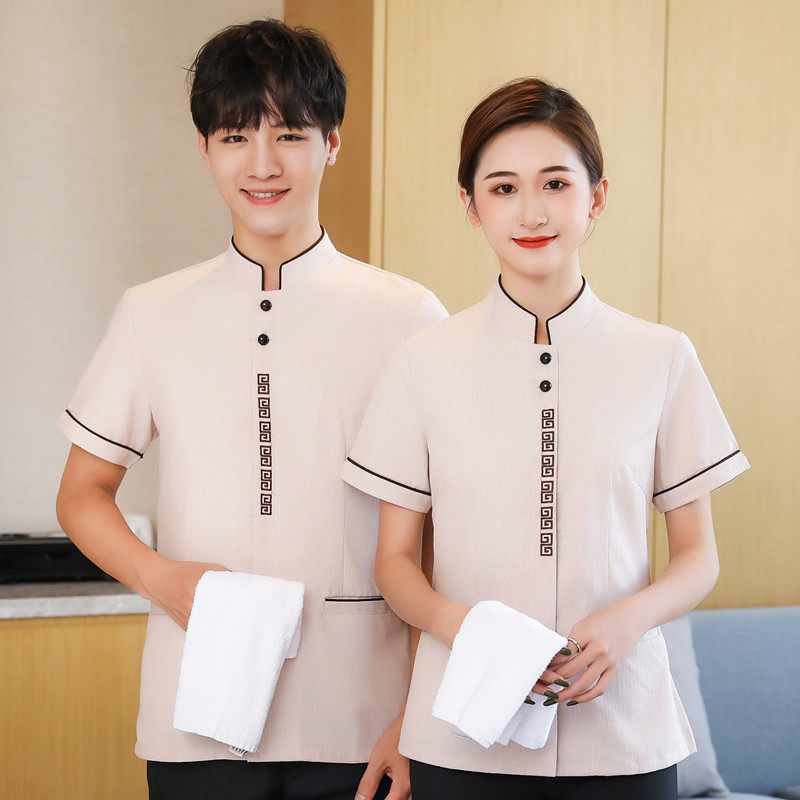 饭店保洁工作服夏季酒店客房阿姨男女物业家政清洁工短袖薄款制服