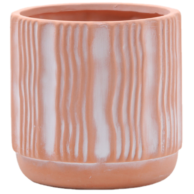 红陶花盆透气土陶泥瓦盆自吸水浮雕田园粗陶种绿植盆栽陶瓷带托盘