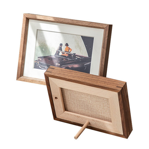 美式黑胡桃实木相框摆台洗照片做成相框框架挂墙加打印6寸7寸桌面