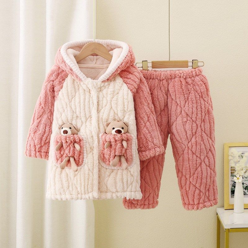 儿童睡衣冬季加厚款中大童男童长款三层夹棉女孩珊瑚绒家居服套装,童装/婴儿装/亲子装,家居服套装,淘宝优惠券,粉丝福利购,淘宝优惠卷