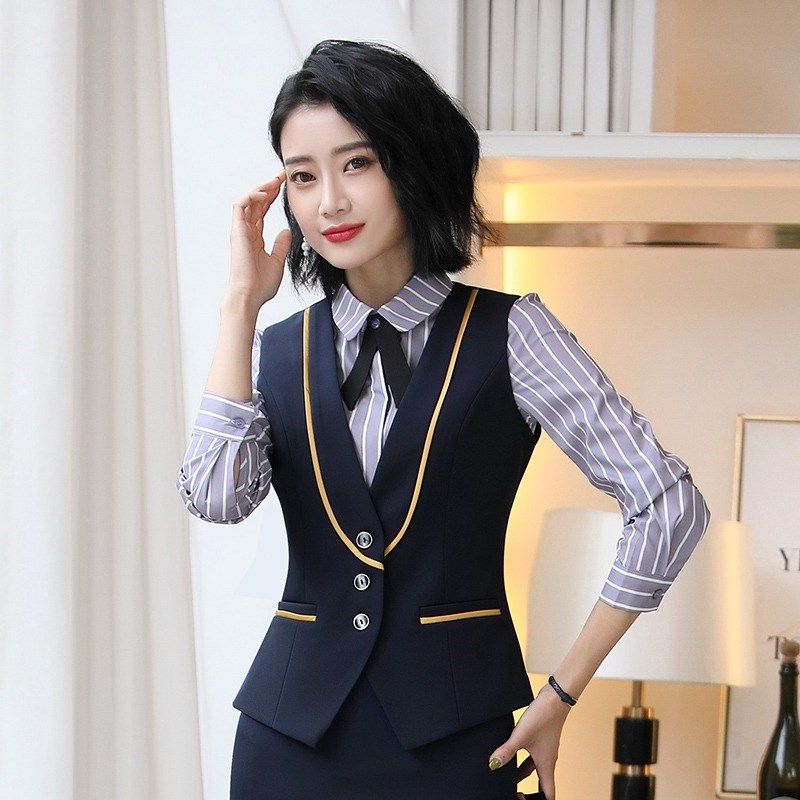 职业装马甲套装女秋季新款酒店前台餐饮酒吧ktv服务员工作服制服